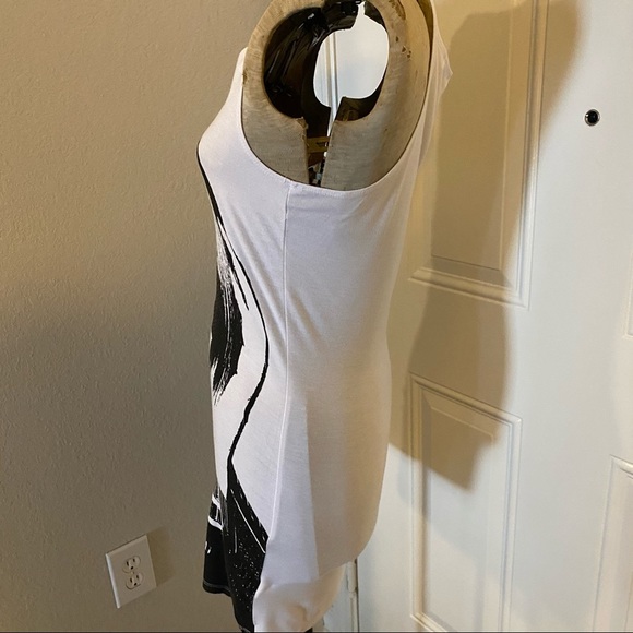 Touch Me Black White Retro 80s Girl Sunglasses Sleeveless Long Tank Top - Picture 3 of 5